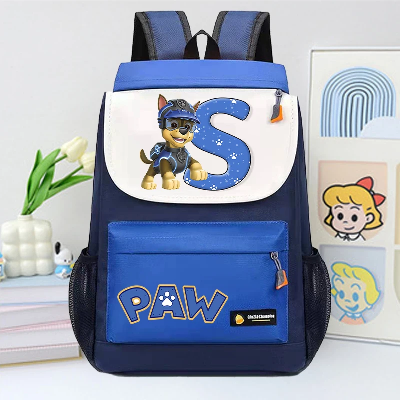 Paw Patrol 소년을위한 대용량 배낭 소녀 만화 편지 A-Z 인쇄 Schoolbag 학생 도서 편지지 보관 가방