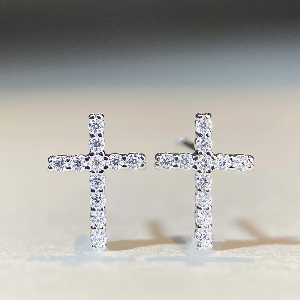 

Mozambique Earrings in D Color, 925 Sterling Silver Plated with Gold, Hip-hop Dark Style, Unisex
