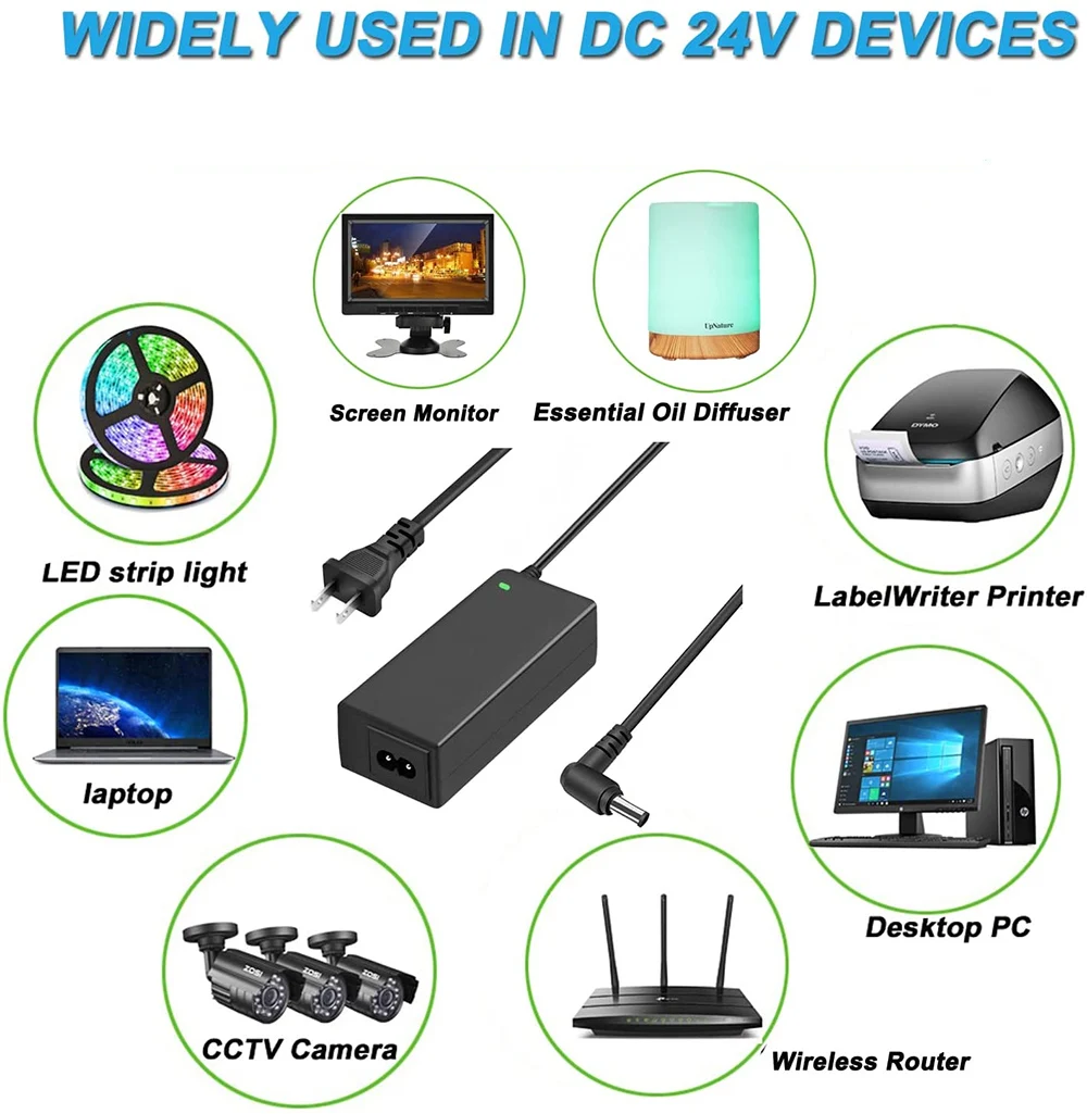 24V 6A 144W AC Power Supply Adapter 6amp 100-240V AC to DC 24 Volt 5.5mm x 2.1mm DC Plug,for DC 24V LED Strip Light,CCTV Cameras