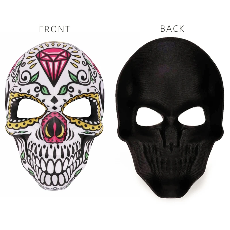 Classic-Mexican Day of the Dead Mask Halloween Mask Skull Print Mask Halloween Festivals Costume Prop for Men Women