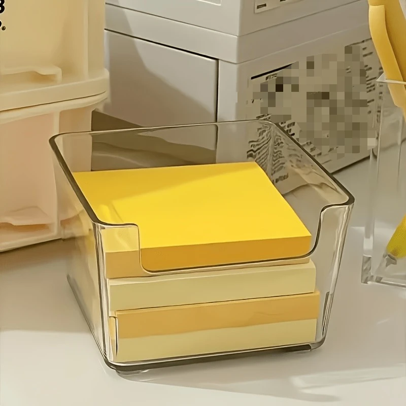 Clear Acrylic Desktop Pen Holder, Multi‑Purpose Memo Storage Organizer Box for Office Desk Stationery Supplies