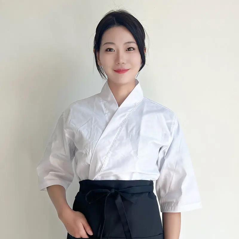 Uniforme de cuisinier unisexe de Style japonais et coréen, chemises, Kimono, vêtements de travail de serveur, hauts de Chef Sushi, salopette de Restaurant, vestes de travail de serveur