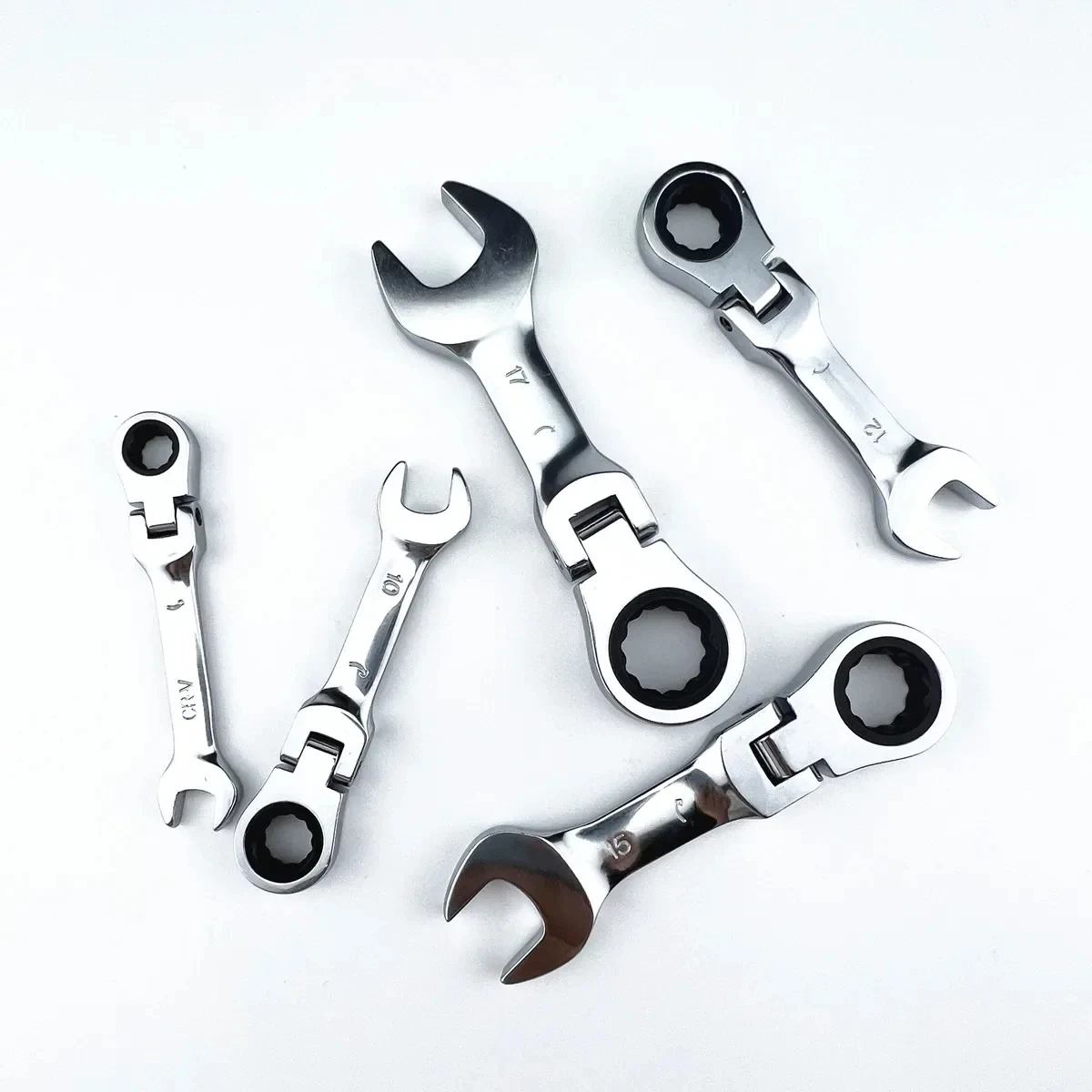 Mini Chave Catraca de Cabo Curto com Cabeça Móvel, Chave de Boca Dupla de Ajuste Rápido, Ferramenta de Hardware, Chave que Economiza Esforço