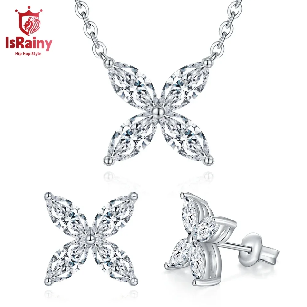 

IsRainy Hip Hop Rock 100% 925 Sterling Silver Sparkling GRA Moissanite Diamond Pendant Necklaces Fine Jewelry for Women Men Gift