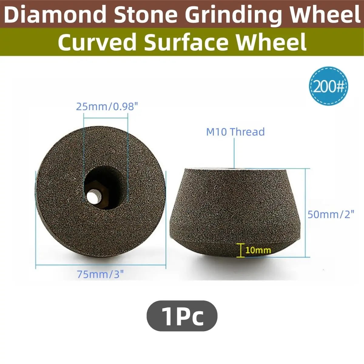 1pc Curved Surface Stone Grinding Wheel Flaring Cup Wheel Angle Grinder Diamond Polishing Wheels for Granite Marble Tile
