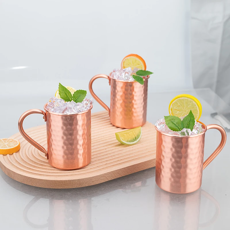 New 100% Copper Cups Pure Solid  Moscow Mule PURE Copper Mugs-Shaped 400ml Cocktail Cups Beer Milk Mug Drinkware