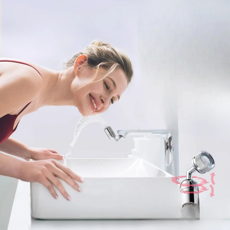 Universal rotating faucet in bathroom, splash proof, extended foaming device, multifunctional