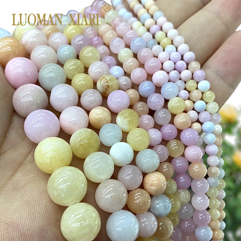 Натуральный камень AAA Персидский нефрит Морганит Свободные круглые бусины-разделители для изготовления ювелирных изделий DIY Браслет Подвески Материал 4 6 8 10 12 мм
