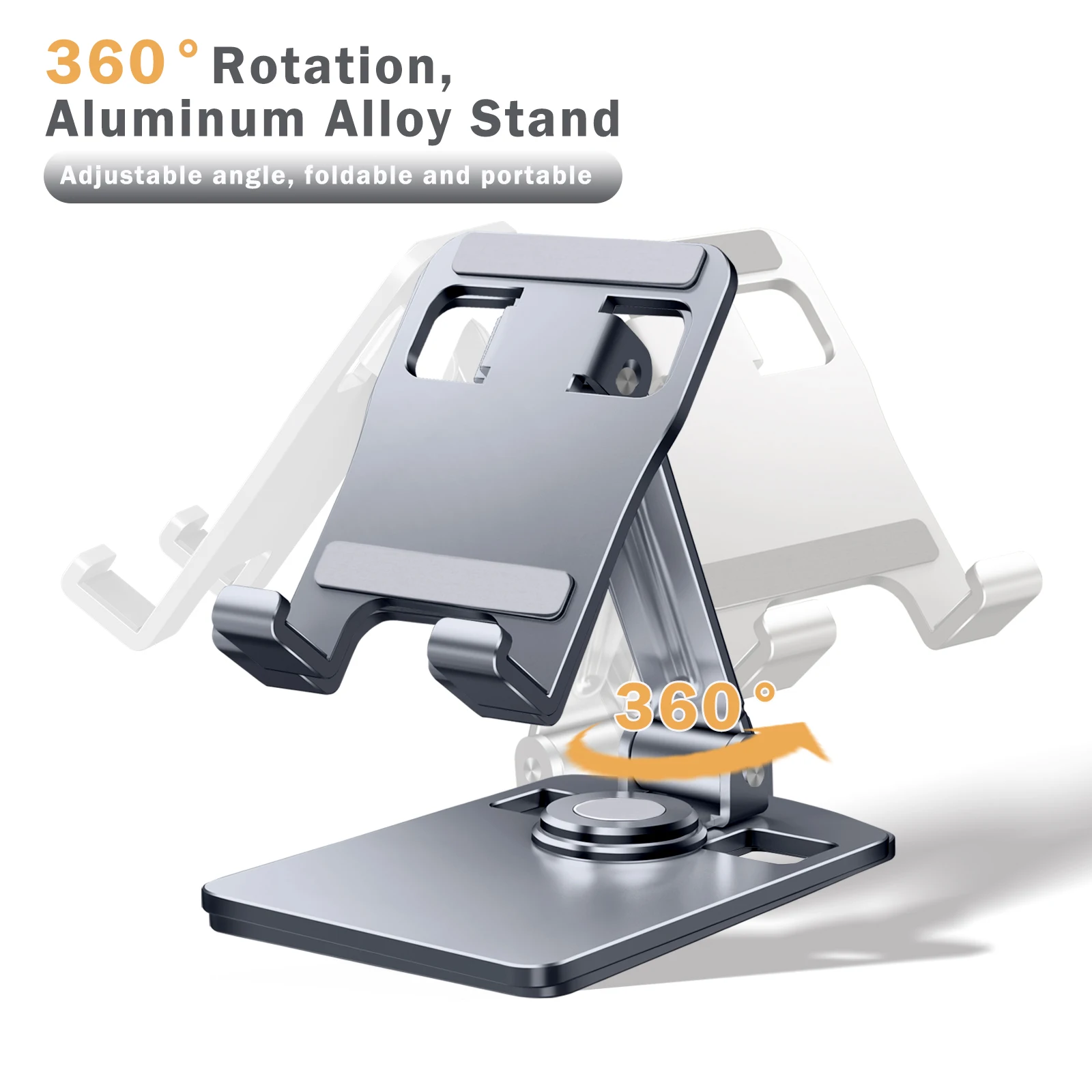 

Oatsbasf Metal Desktop Phone Stand Holder 360° Rotatable Aluminium Tablet Holder Foldable Phone Mount for iPhone/iPad 4-12.9"