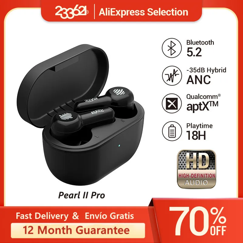 233621 Parel Ii Pro Ware Draadloze Bluetooth Koptelefoon Hybrid Actieve Ruisonderdrukking Ondersteuning Sbc Aptx Hoofdtelefoon Met QCC3046