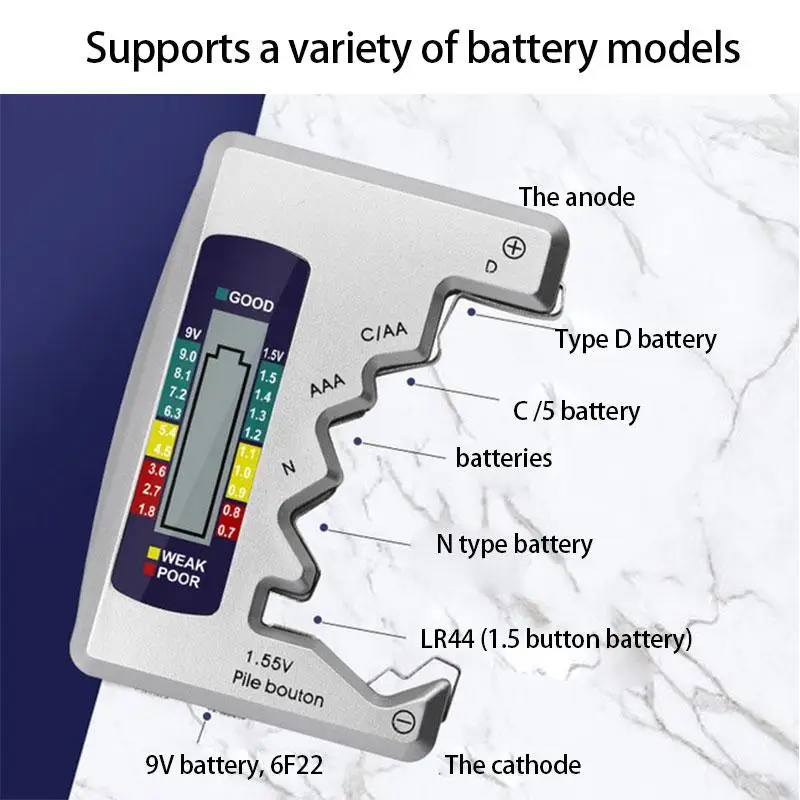 1PC Batteries Tester Digital Capacity Universal Button For Lithum N /AAA/CAA/D/1.5V Cell Batteries Tester Checker BT168 Power.