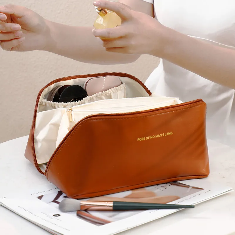 Große Kapazität Reise Kosmetik tasche tragbare Pu Make-up-Tasche Frauen wasserdichte Bad Wasch handtasche multifunktion ale Toiletten artikel