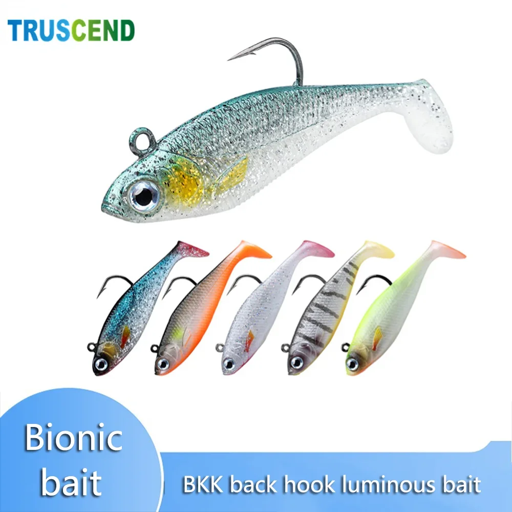 6pcs  7cm 10.5g 9cm 22g Lure Fishing Bait BKK Back Hook Luminous Bait Hand-sprayed Bionic Bait T-tail Soft Bait Artificial Bait