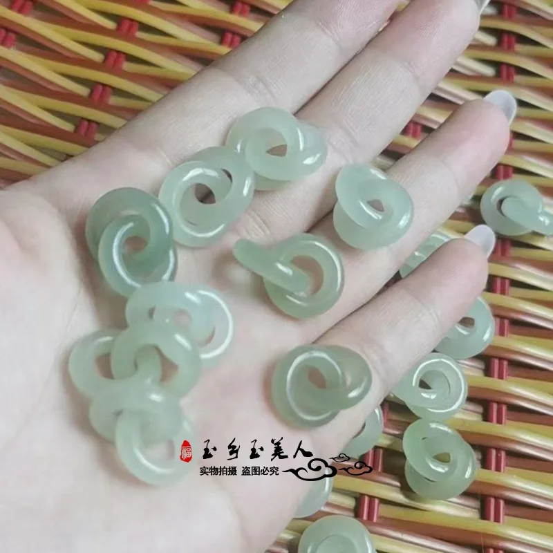 

Hetian Double Ring White Jade Men and Women Couple Pendant
