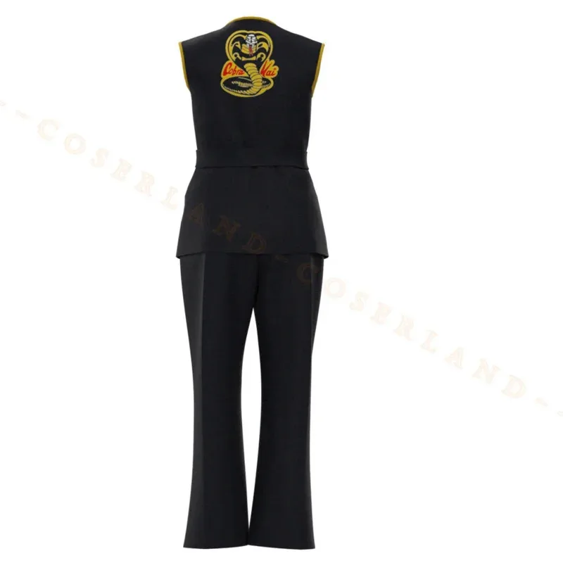 Cobra Kai Cosplay Costume for Kids Adults The Karate Kid Daniel LaRusso Johnny Lawrence Black Karate Uniform Top Pants Halloween