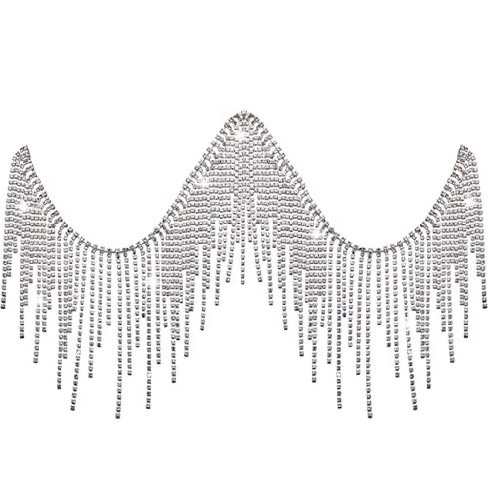 1Yards Length Crystal Tassel Chain Crystal Glitter Fringe Design Claw Chain Silver DIY Crafts Tassel Trim Dress Accessories