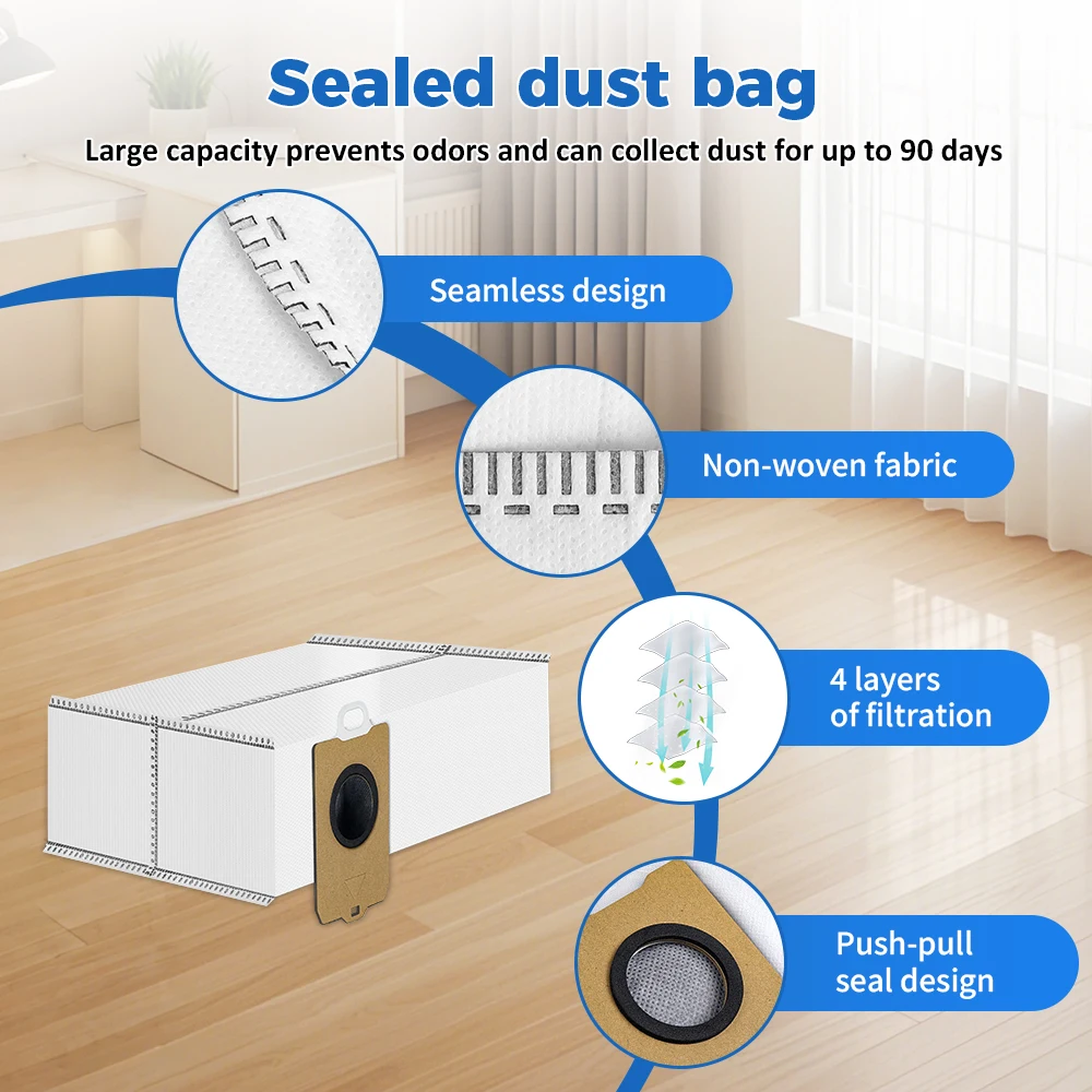 أكياس غبار المكنسة الكهربائية لـ Narwal Freo Z Ultra لـ Narwal J5X مكانس كهربائية للكنس أكياس الغبار أجزاء الملحقات #3