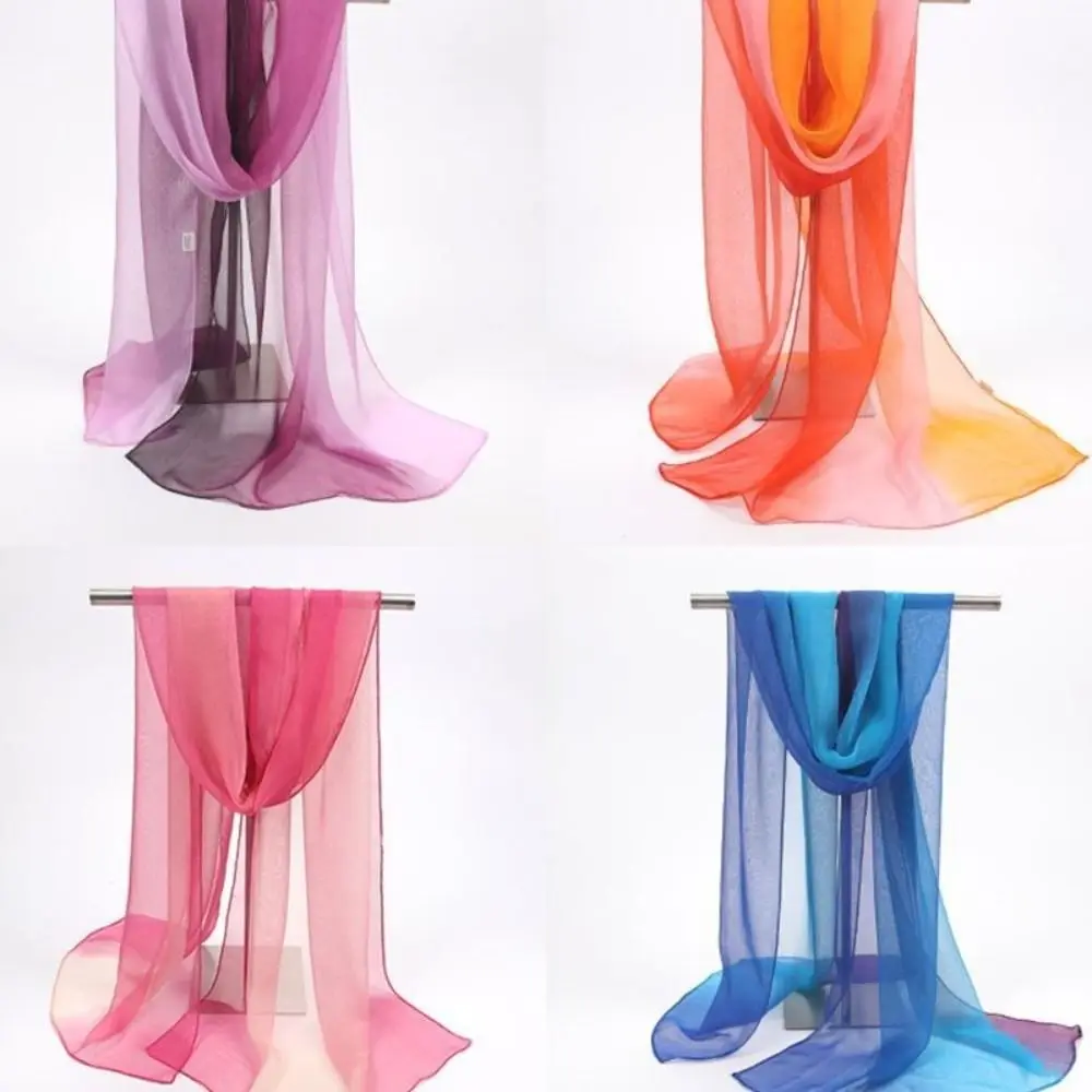Summer Sun Protection Scarf Soft Gradient Solid Color Shawls Long Anti-sunburn Neck Bandana Women