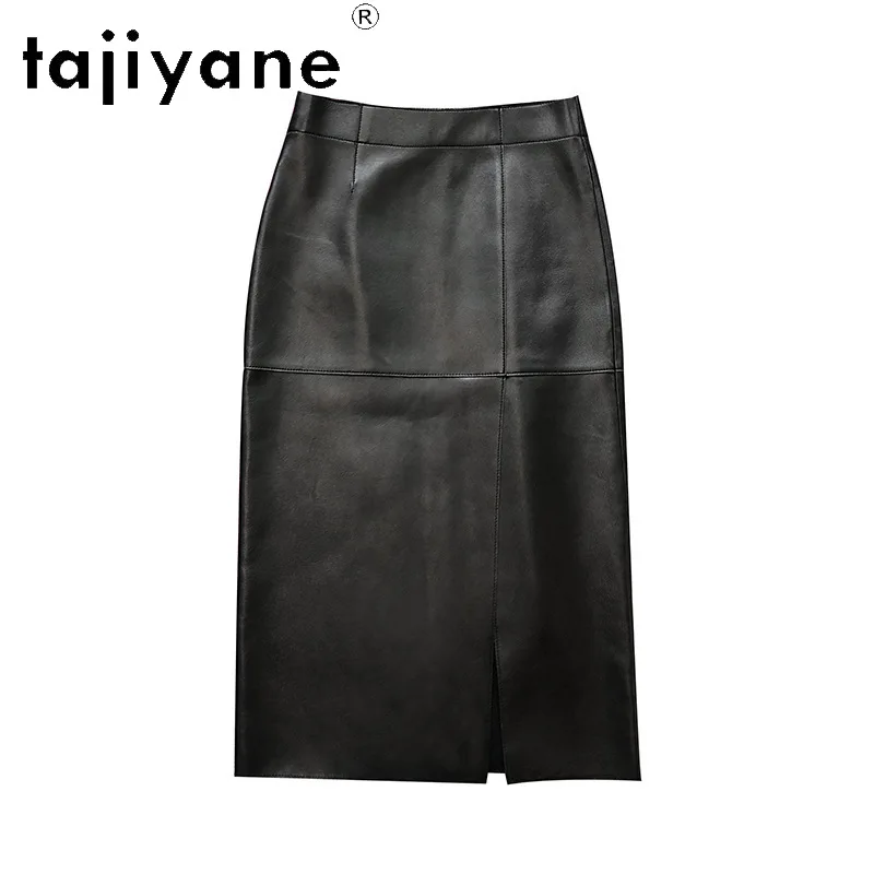 TAJIYANE 100% Top Layer Sheepskin Women's Skirts Real Leather Skirt Light Stretch Bodycon Skirts for Woman Slit Midi Skirt 2026