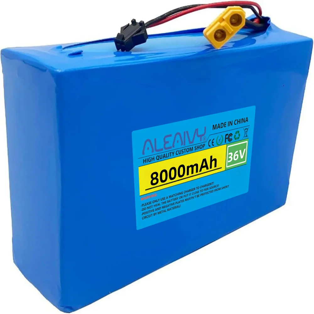 Batería recargable de 36V 10S2P 8000mAh con BMS adecuada para herramientas de viaje de 42V, paquete de batería de litio 18650 incorporada.