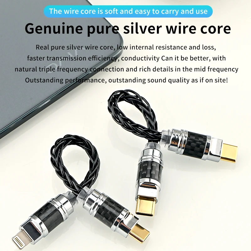 sterling silver lightning to typec hifi audio cable apple otg conversion cable decoder headphone amp mobile phone use