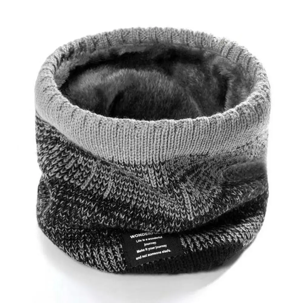 Winter Scarf for Men Fleece Ring Bandana Knitted Warm Solid Scarf Women Neck Warmer Thick Cashmere Hot Handkerchief Ski Mask