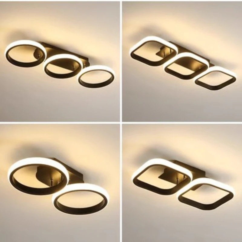 Nordic Modern LED 3-Heads Ceiling Light Black & White Suitable for Corridor Balcony Bedroom Living Room Home Decor Lighting Lamp