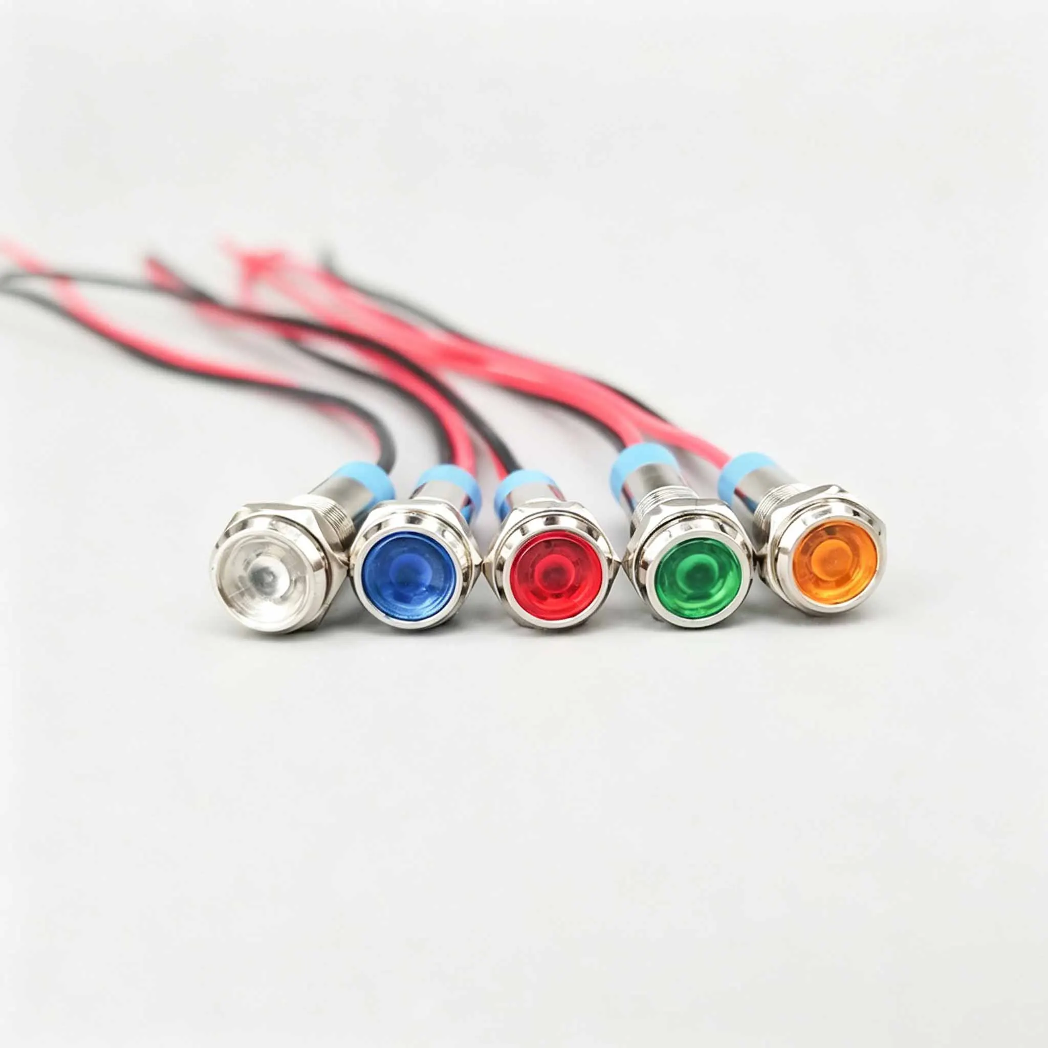 6mm Metal LED Indicator Light Waterproof Panel Mount Pilot Signal Lamp Prewired 6V 12V 24V 220V Red Yellow Blue Green White
