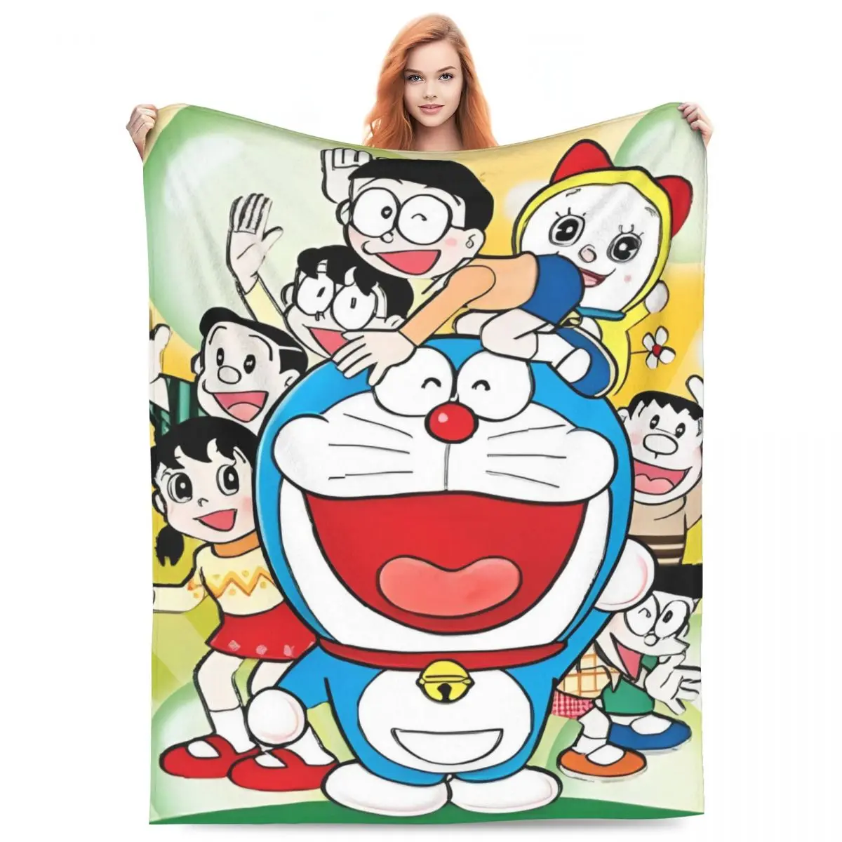 Cartoon D-Doraemon Flannel Blanket Super Warm Bedding Throws for Home Decor Decorative Fluffy Bedspread Sofa Bed Cover