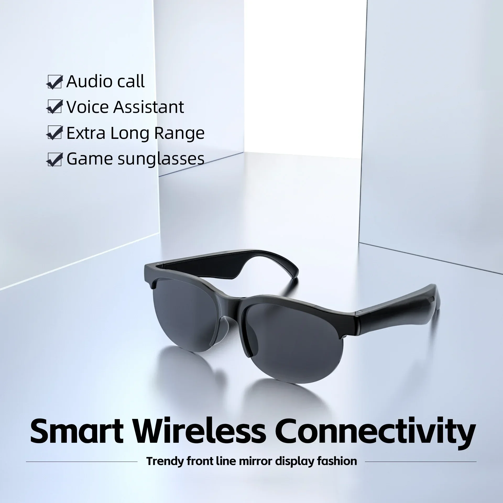 Smart Bluetooth Audio Sunglasses Open Ear Wireless Headphones with Mic Hands-Free Music for Driving Outdoor Use