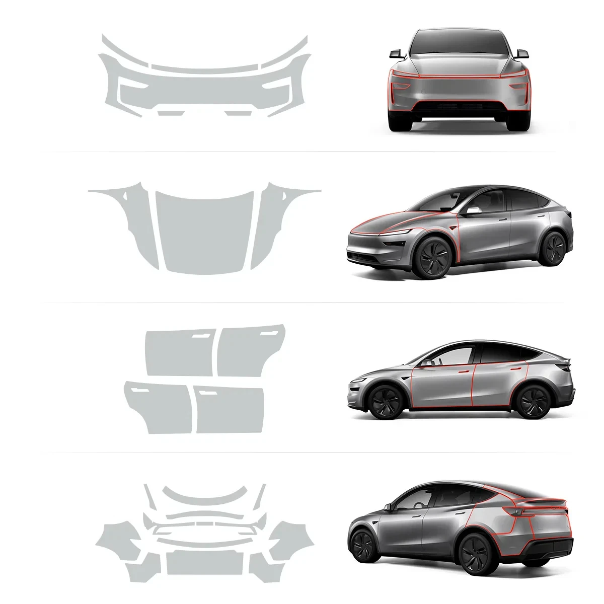 

For Tesla Model Y Juniper 2025 2026 TPU Body Bumper Door Pre-cut Sticker Paint Protection Film PPF Scratch-resistant Transparent