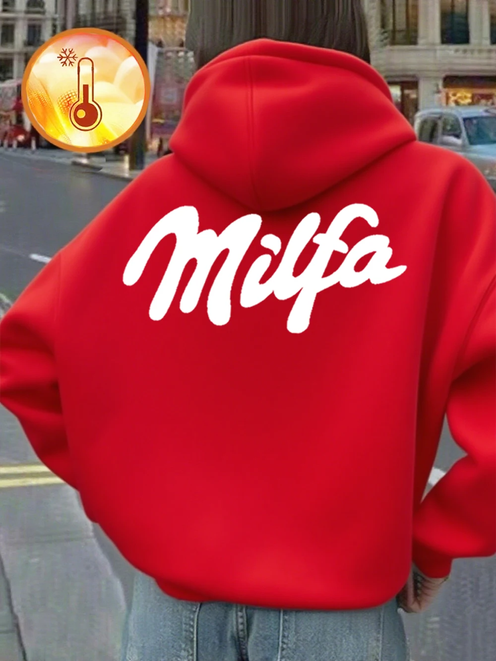 Milfa Paars Art Letter Prints Hoodie Vrouwen Comfortabele Losse Trui Casual Zacht Sweatshirt Winter Fleece Warme Dameskleding