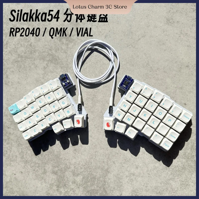 Silakka 54 Split Keyboard Wired With Split Hands Ergonomic Qmk Split Hot Swappable Vial Left And Right Hand Keyboards Accessory