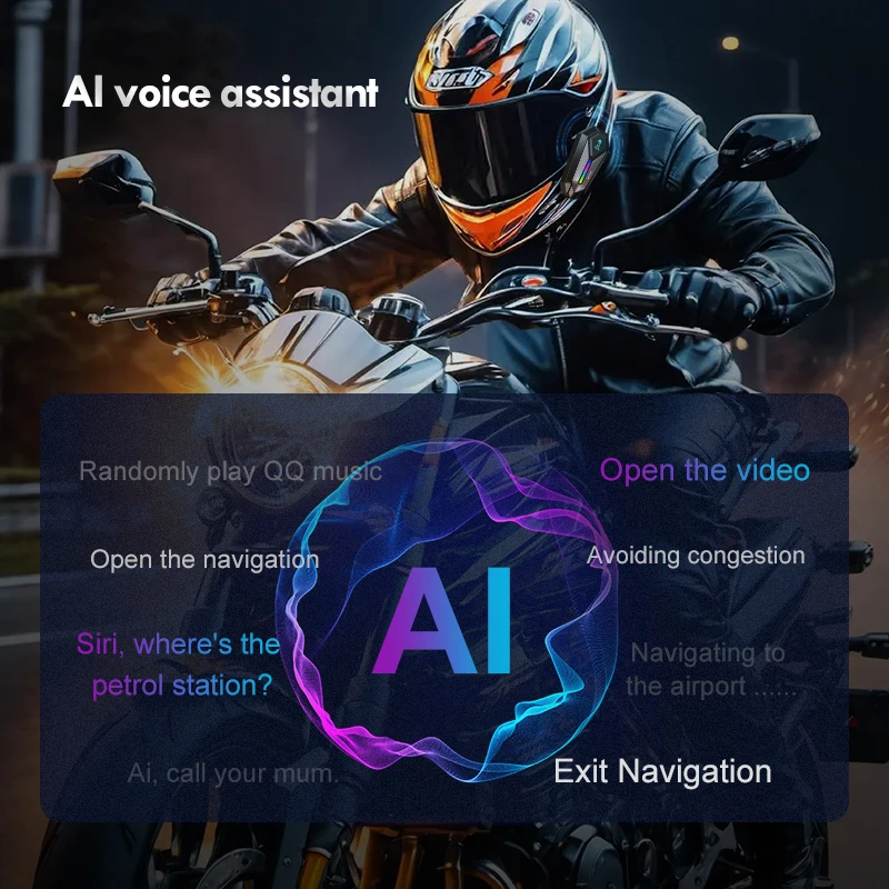 Interfono per Casco Moto G8 con Assistente Vocale AI per 2 Piloti