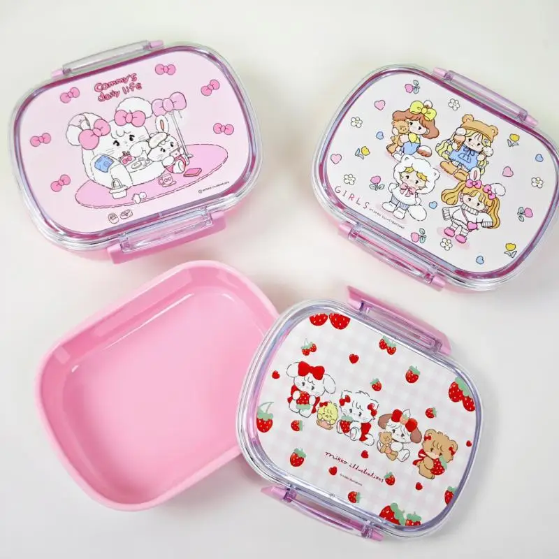 

Kawaii Anime Miniso Mikko Fresh Box Cartoon Cute Lunch Box Dim Sum Box Portable Snack Box Baby Complementary Food Tableware