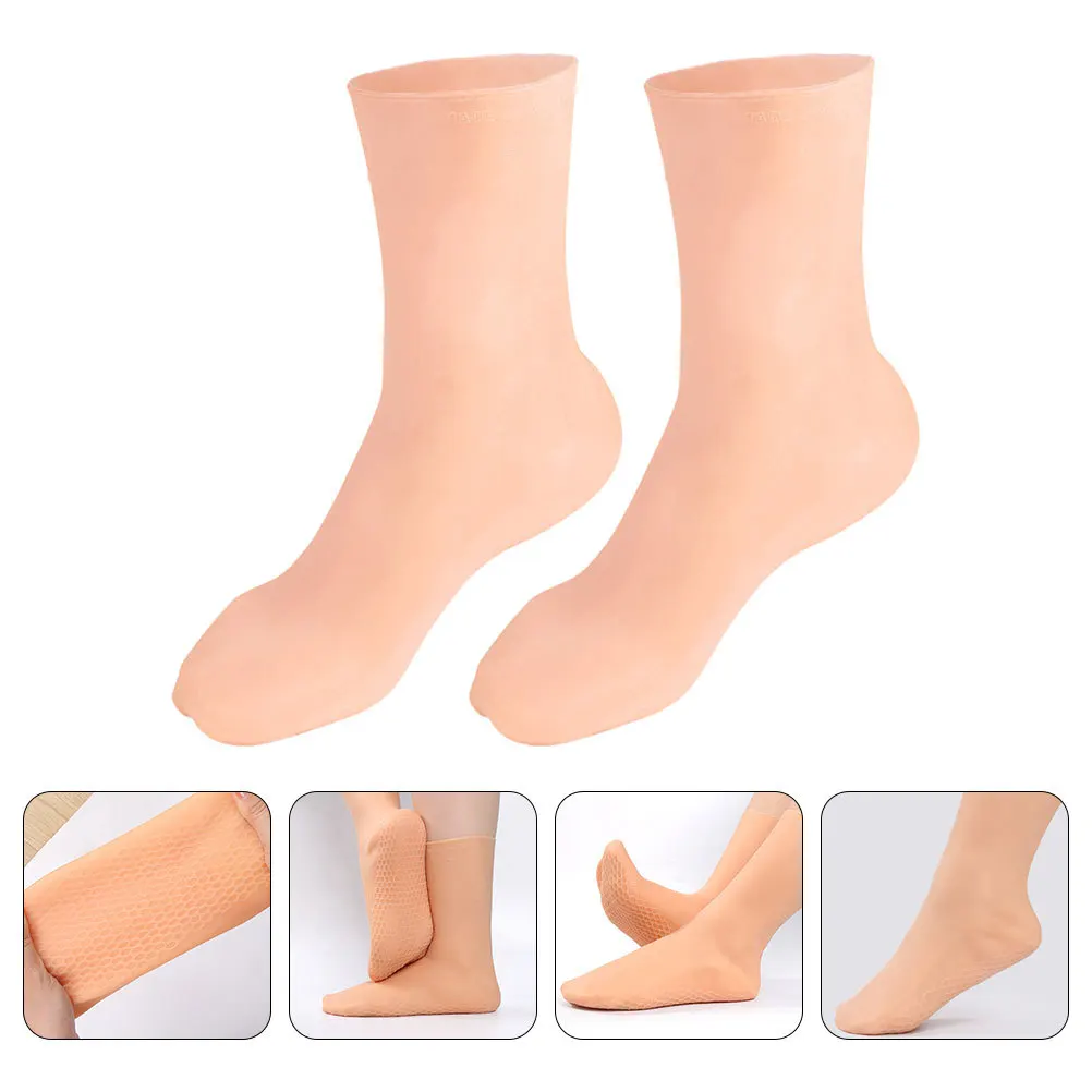 

1Pair Moisturizing Silicone Socks Size L 40-44 for Dry Cracked Feet Honeycomb Cushioning Shock Absorption Soft Reusable Foot
