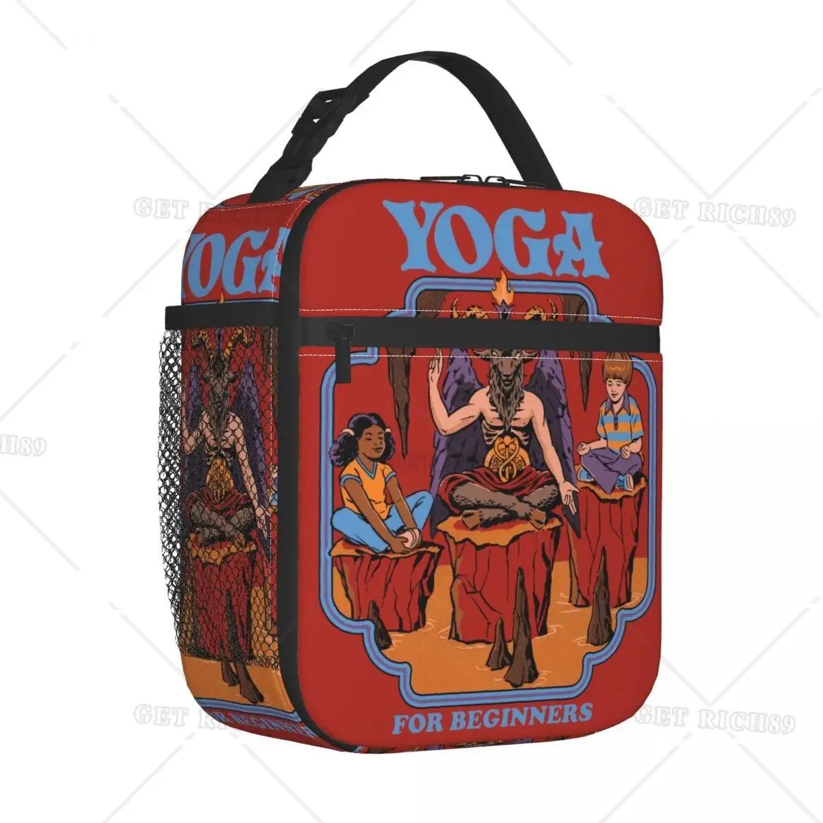 Baphomet Yoga Half Lotus Thermal Insulated Lunch Bag Devils Demons Horror Satan Worship Bento Box Thermal Cooler Food Box