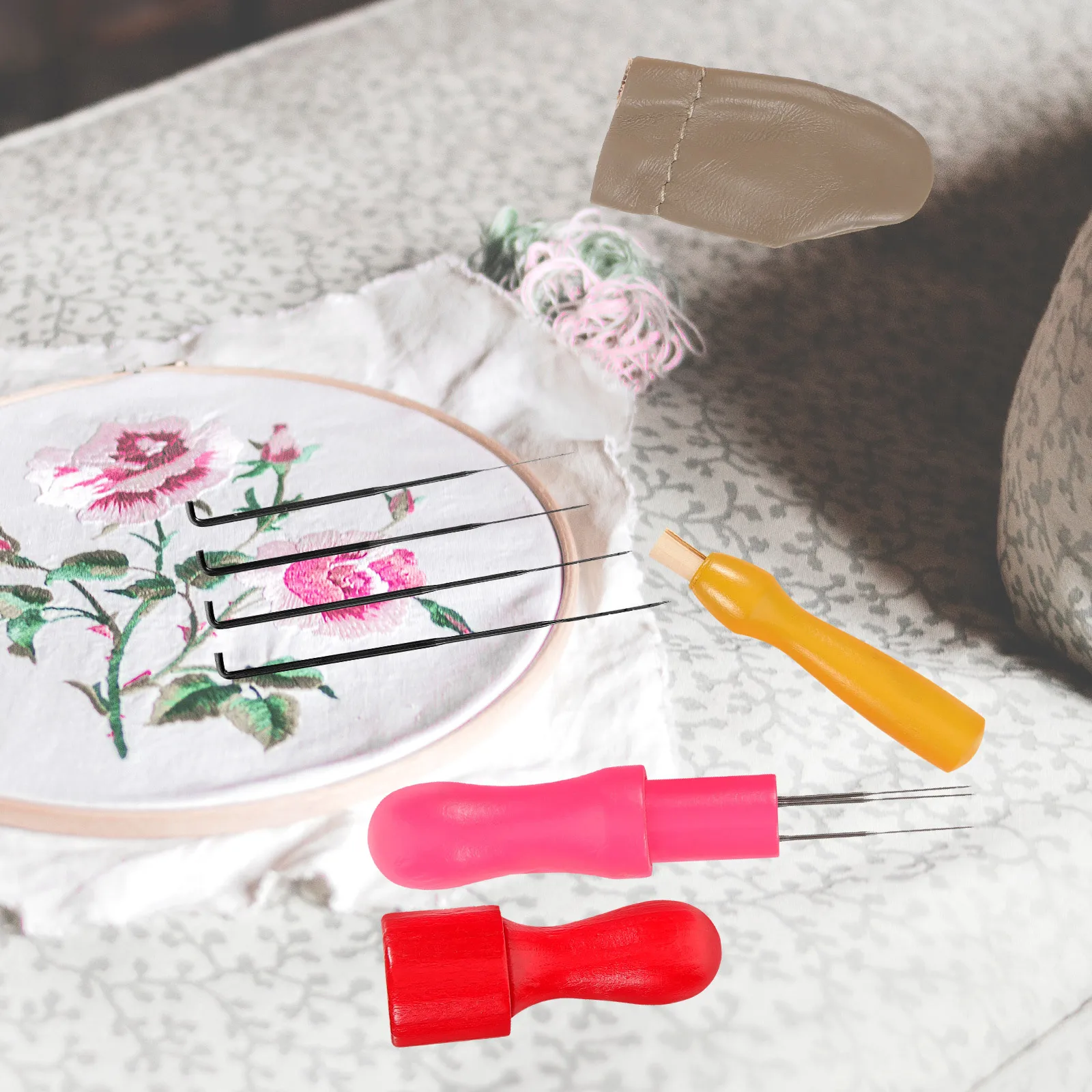 

1Set Punch Needle Embroidery Tool Set Ergonomic Handle for Sewing Wool Felting DIY Crafts Durable Materials Punch Needle