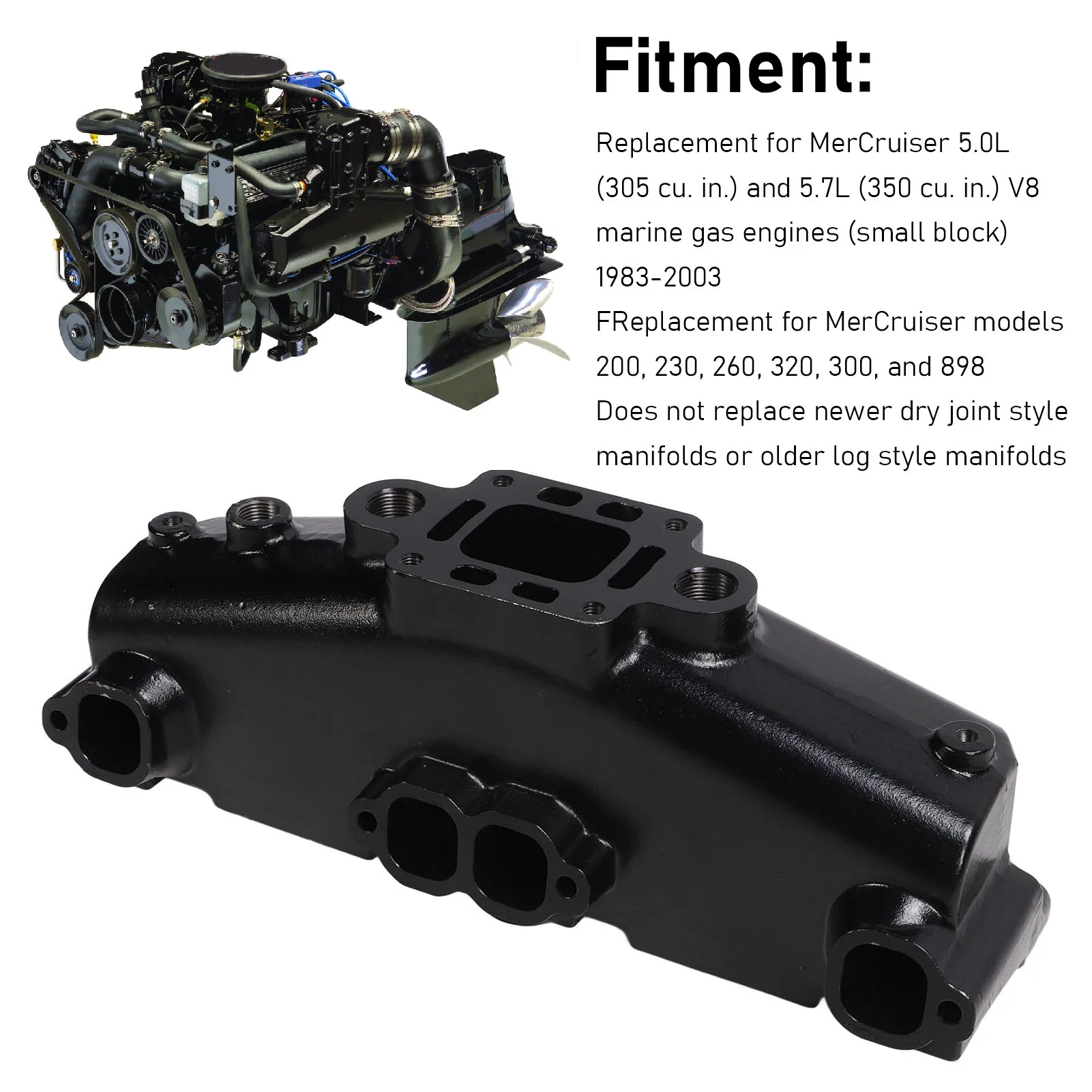 مشعب العادم البحري 87114 مجموعة مشعب العادم لاستبدال MerCruiser V8 5.0L 5.7L 1983 إلى 2003