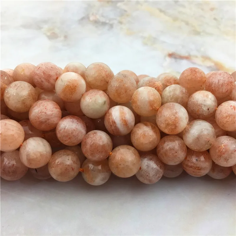 High Quality Natural Brazil Golden Sun Crystal Stone Beads 6/8/10MM Round Sunstone Loose Beads For Jewelry Making Design