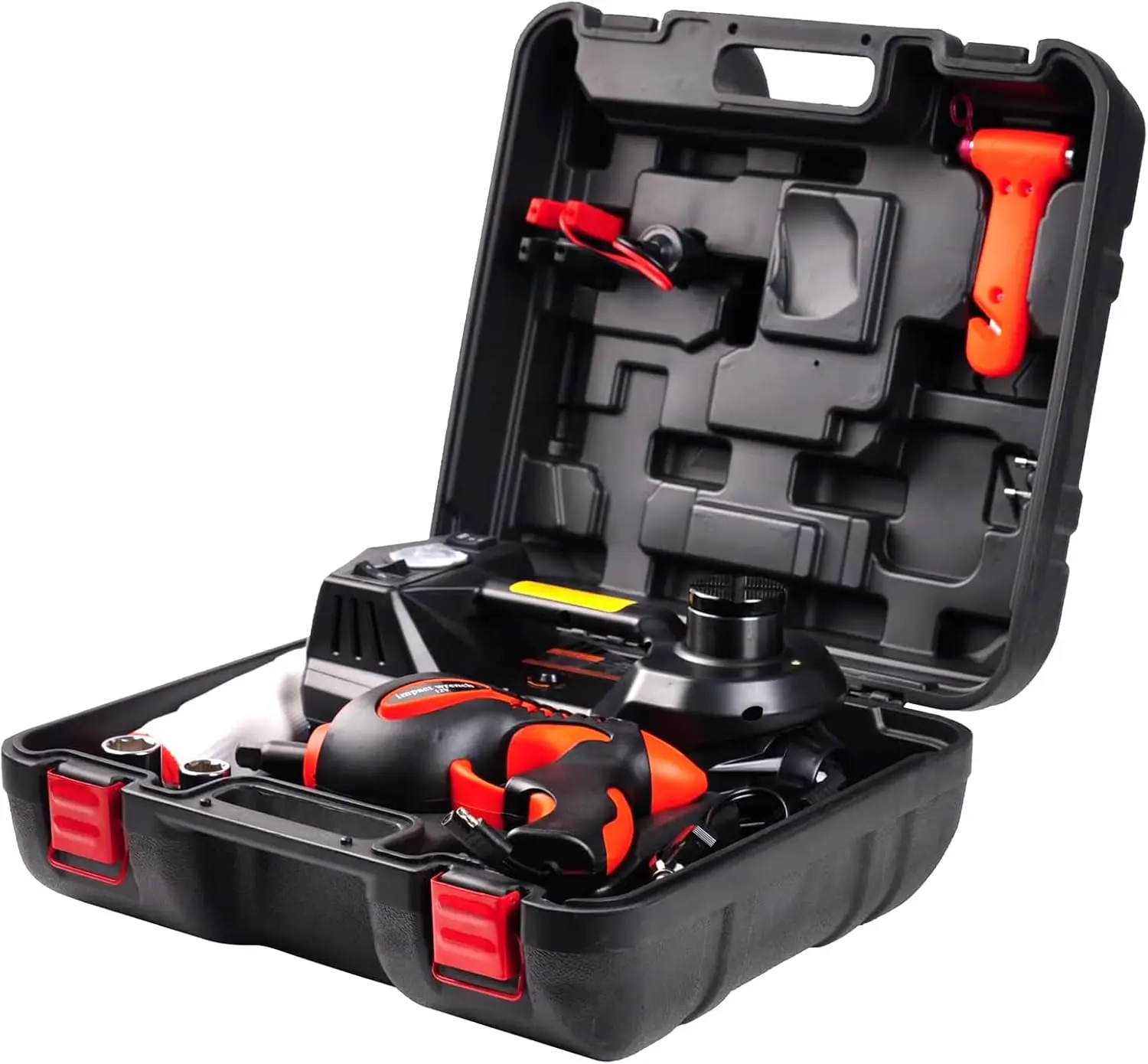 

5 Ton 12V Electric Floor Jack Kit with Impact Wrench & Inflatable Pump, LED Light for SUV Emergency Tire Repair