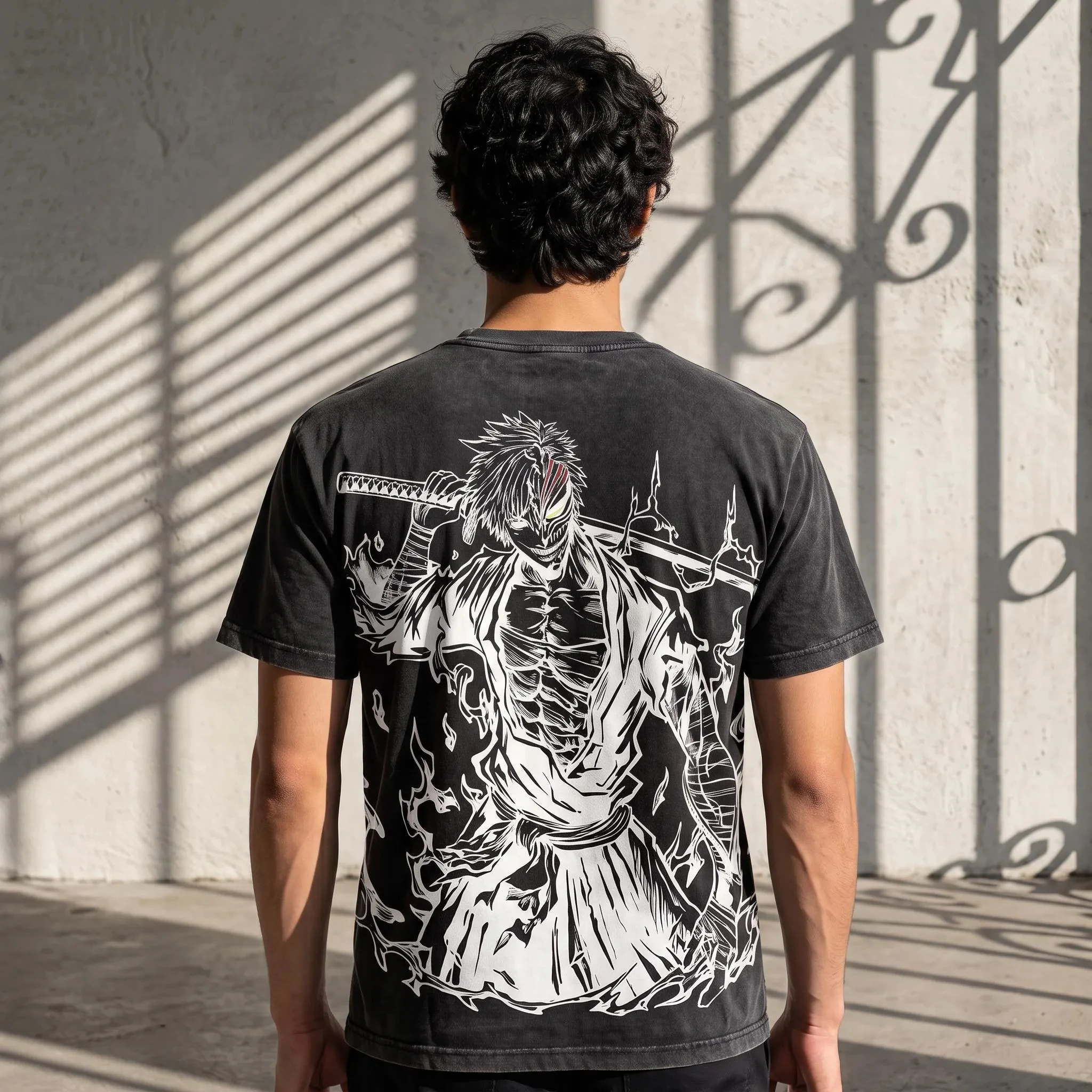 Bleach: Thousand-Year Blood War Ichigo Kurosaki Oversized Vintage T-shirt Washed Cotton Anime Manga Y2K Streetwear Men's T Shirt