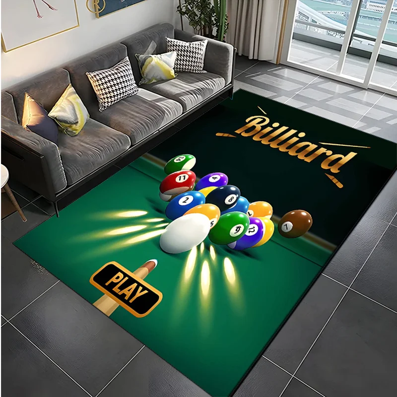 1pc Billiard Pool‑Table Print Welcome Doormat, Non‑Slip Floor Mat for Entryway, Living Room, Game Room, Indoor Home Decor