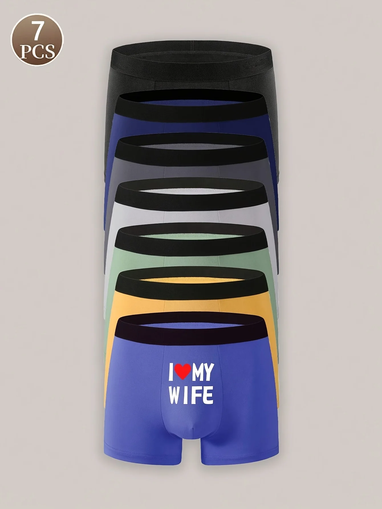 

7PCS Personalized letter men's underwear Solid color comfortable simple and fashionable panties for men Loose and trendy men's s