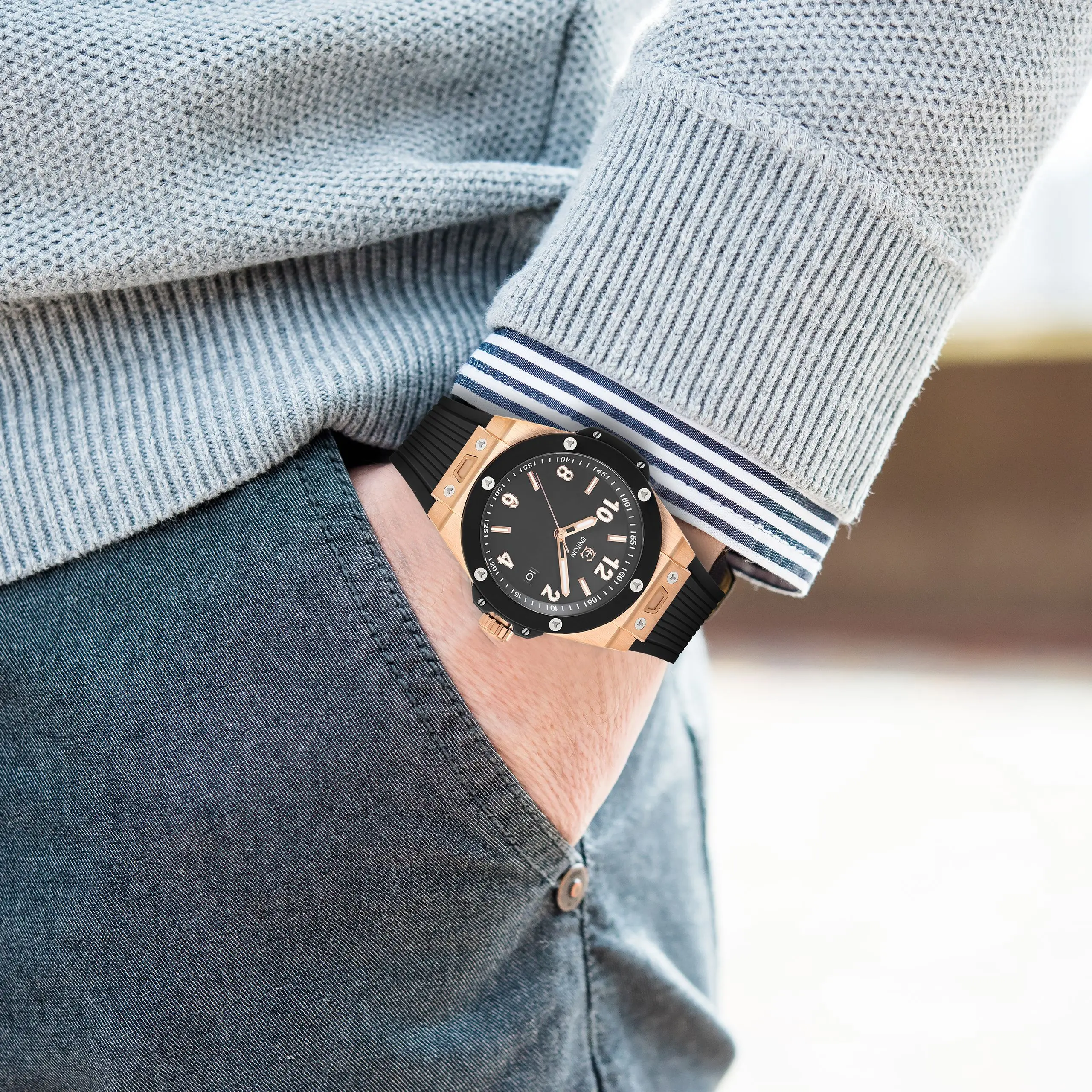 ENITON 42mm acero inoxidable luminoso negocio lujo rel ó gios masculino deportes NH35 relojes impermeables de alta calidad para hombres