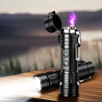 2025 High Hardness Aluminum Alloy Escape Windproof Double Arc Pulse USB Lighter Outdoor Waterproof Flashlight Electric Lighters