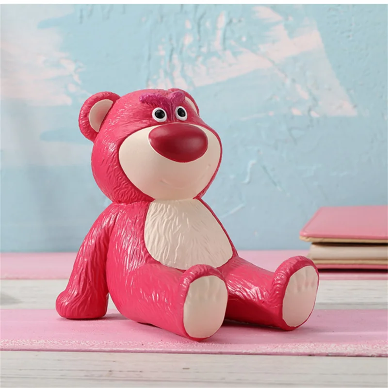 Anime Disney Toy Story Lotso Mobile Phone Holder Figurine Toy Animal Strawberry Bear Figure Desk Ornaments Model Toys Gift