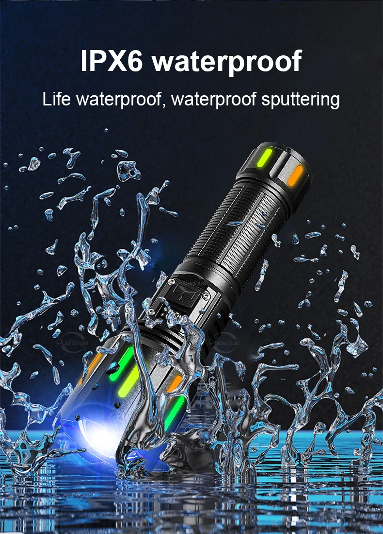 900000000LM Super Bright Flashlight Rechargeable LED Tactical Torch Ultra Bright Long Range 8000M Lantern Outdoor Lights