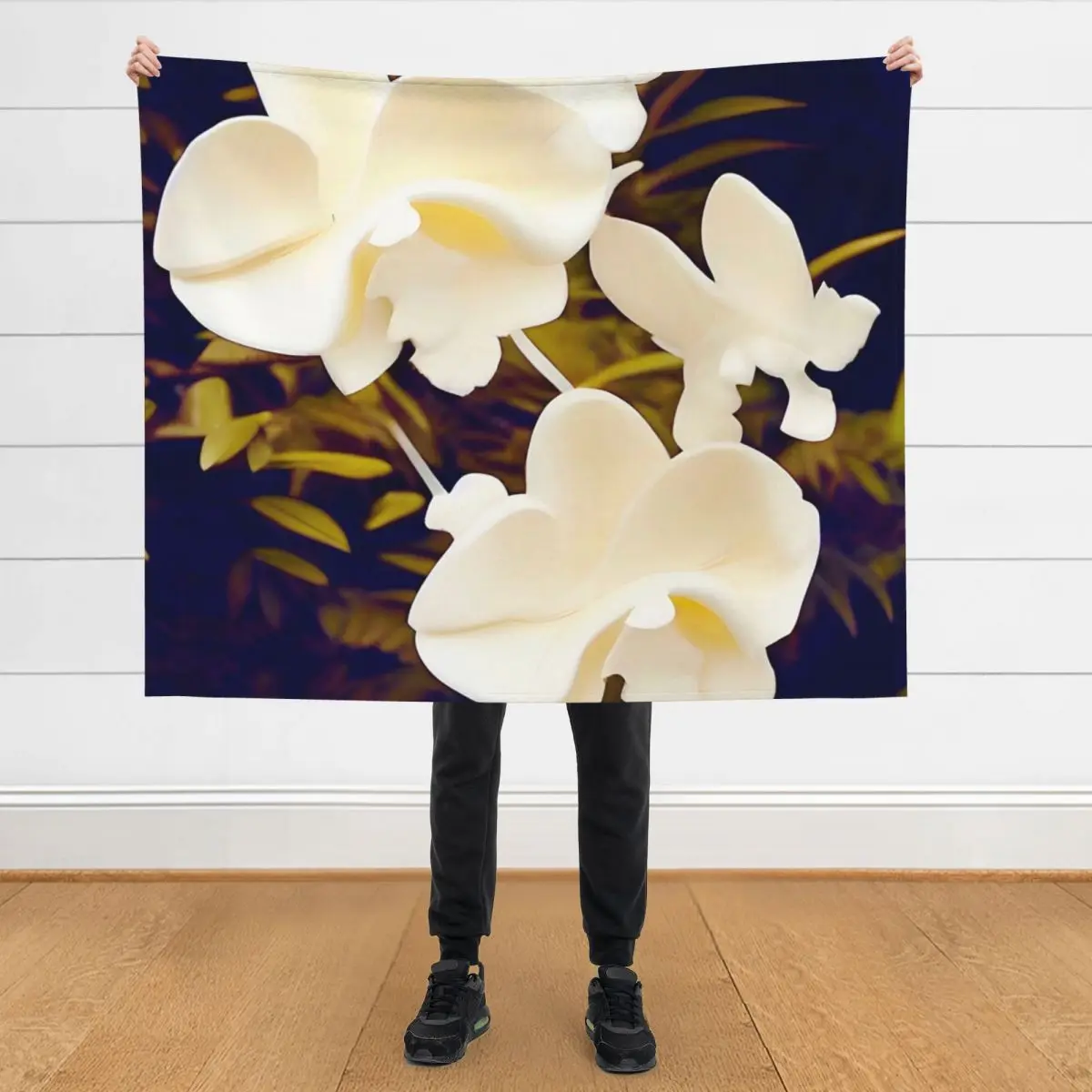 

Creamy Sculpted Orchids Throw Blanket Cute Plaid Flannels Soft Plush Plaid Blankets