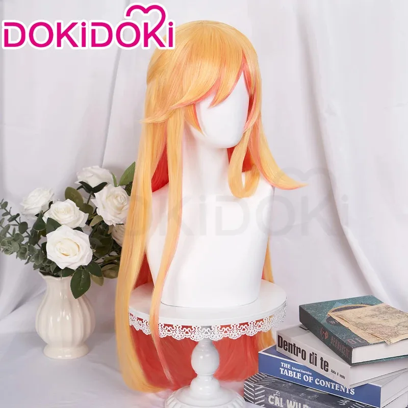 在庫あり Ahrii かつらゲームコスプレウィッグ DokiDoki 女性オレンジロングヘア 75 センチメートル Ahrii スキンコスプレウィッグ無料ウィッグキャップ